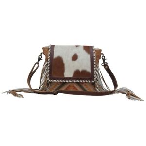 Myra Bag Handmade Spotted Shoulder Bag Upcycled Canvas & Cowhide Leather