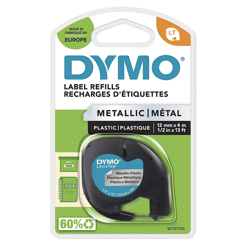 Dymo Letratag nastro metallico argento 12 mm x 4 m - Immagine 1 di 1