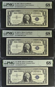 1957, 1957A, 1957B $1 Silver Certificate PMG 68 EPQ -Amazing High Grade Set of 3 - Picture 1 of 3