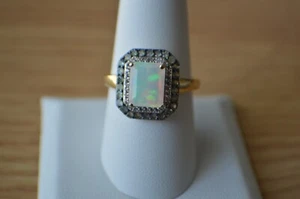 2.35ct Ethiopian Opal /Alexandrite /Zircon Ring 14K YG over Sterling Silver Sz 9 - Picture 1 of 18
