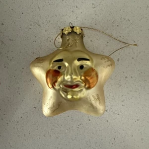 Vintage Glas Stern mit Gesichtsornament - Bild 1 von 2