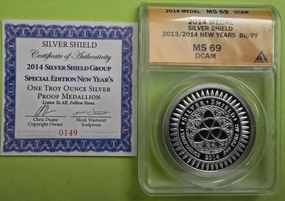 2013/2014 Silver 1 oz NEW YEARS DOUBLE REVERSE Special Edition BU/Proof - SSG - Image 1 of 3