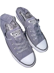 CONVERSE ALL STAR Shoes Women’s Slip On Chuck Taylor 8 Gray Sparkly Sneakers - Bild 1 von 12