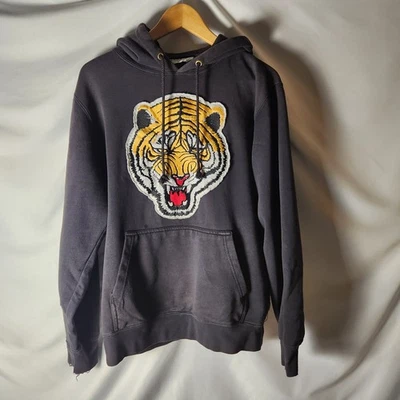 Sudadera con capucha vintage Y2K parche tigre invicto negra mediana ropa de calle Foto 1 de 4