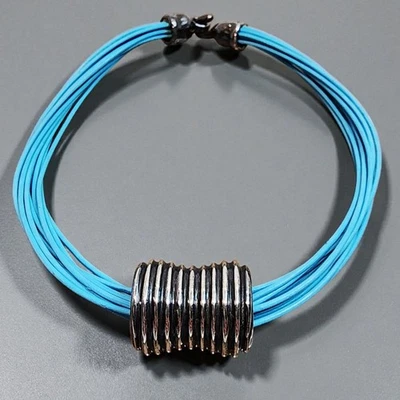 ​SSD Sebbag Israel Electroform Acanalado Barril Colgante 925 Collar Verde azulado Foto 1 de 4