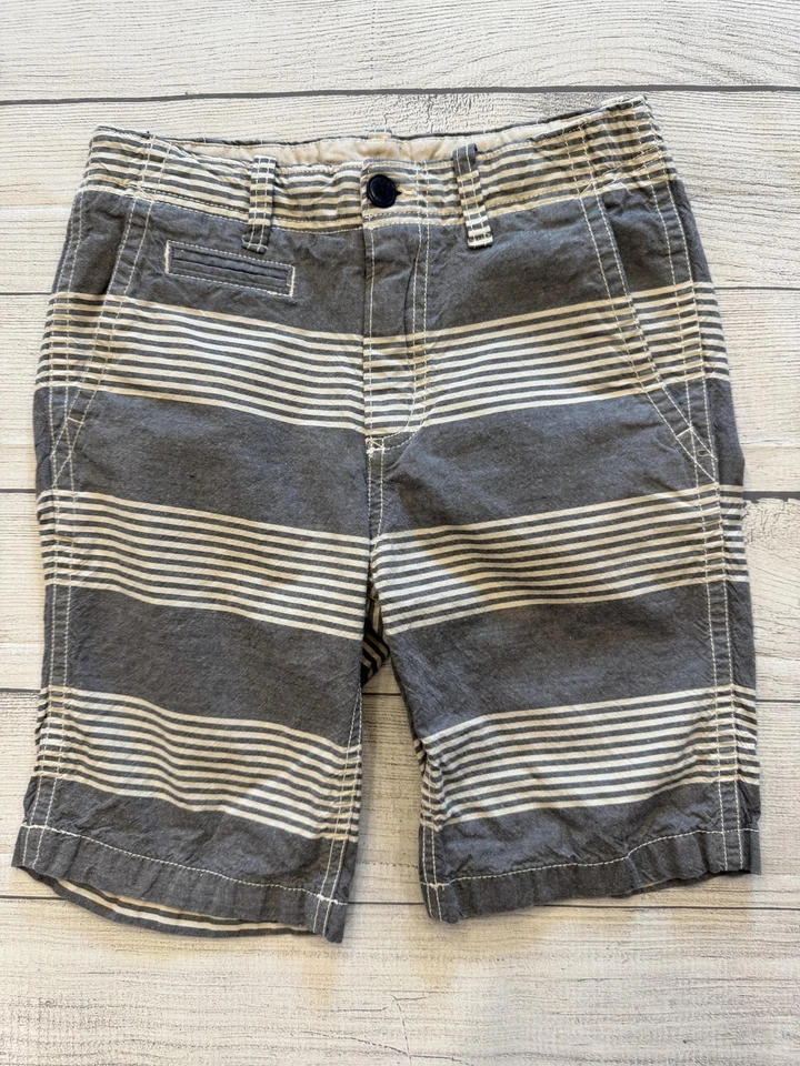 Pantalones Cortos GapKids Niños Talla 12 Gris Blanco Rayas Chino 100% Algodón Verano 26x7 Foto 1 de 4