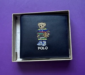 Polo Ralph Lauren Preppy Bear Leather Bifold Wallet New With Box - Picture 1 of 2