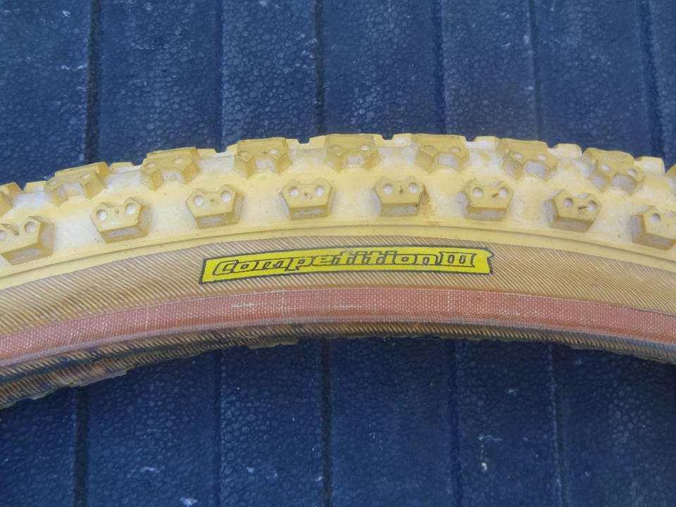 MITTSUBISHI  COMP 3 - Yellow 24 X 1.75 BMX Cruiser tire N.O.S. - Image 1 of 4