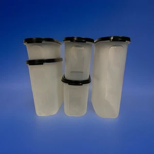 Tupperware Modular Mates 5-teiliges ovales Behälter-Set Größe 1, 2 (2), 3, 4 schwarze Dichtungen - Bild 1 von 2