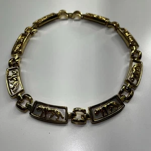 "Collar chocker estilo collar panel jaguar dorado y plateado vintage de dos tonos 15""" - Imagen 1 de 5