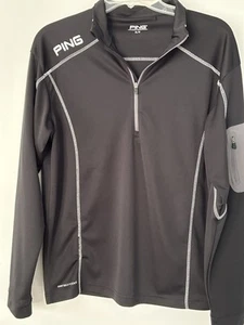 PING PERFORMANCE Mens 1/4 Zip Performance Pullover Size Medium Black Golf - Picture 1 of 8
