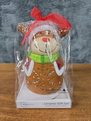 Candelabro de cerámica de reno con 4 velas de tealight vacaciones de Navidad Foto 1 de 4