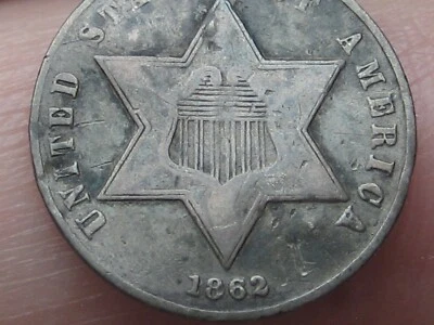 1862/1 Três 3 Centavos Prata Trime - Tipo 3, Detalhes Finos, 2 Mais de 1 Atualizado - Imagem 1 de 4