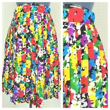 Vintage JH Collectibles Brightly Colored Floral Pleated Skirt Size 10