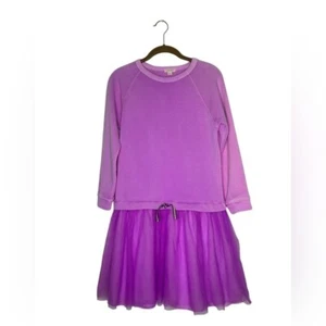 Crewcuts J.Crew Big Girl Purple Long Sleeve Tulle Sweater Dress One Piece Sz 16 - Picture 1 of 9