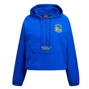 Royal Golden State Warriors Classic Wind Woven Cropped Half-Zip Jacket Medium - Picture 1 of 13