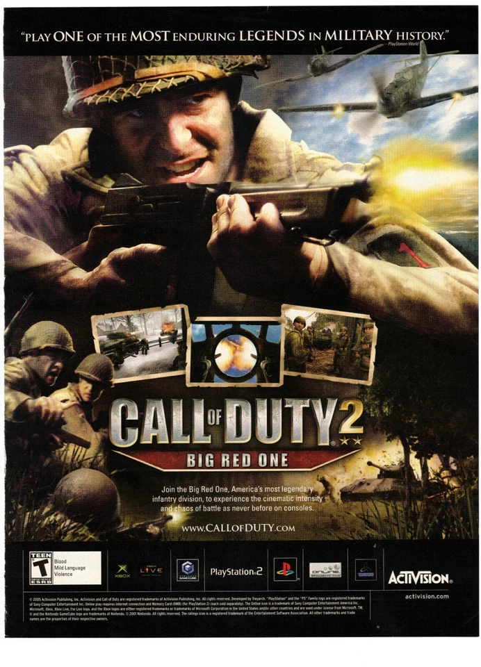 Original Retro 2005 Call of Duty 2 PS2  Gamecube  XBox video game print ad  - Image 1 of 1