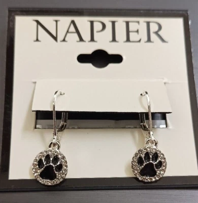 Nuevos Pendientes Colgantes Napier Tono Plata Cristal Simulado Pata Foto 1 de 4