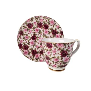 Staffordshire Mayfair Rose Chintz Tea Cup and Saucer England Fine Bone China - Picture 1 of 10