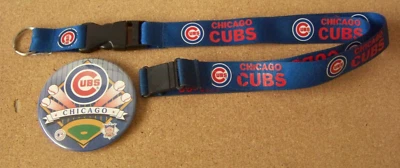 Chicago Cubs button & lanyard MLB c42618 - Image 1 of 4