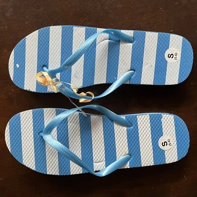 Chanclas a rayas azules y blancas para mujer, talla S (5-6), nuevas sin etiquetas Foto 1 de 4