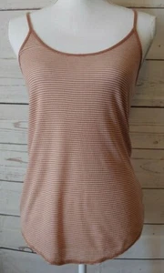 NUEVO CON ETIQUETAS J. Camiseta Crew Acanalada Cami Talla Mediana Marrón Rayas Espalda Corredora - Imagen 1 de 5