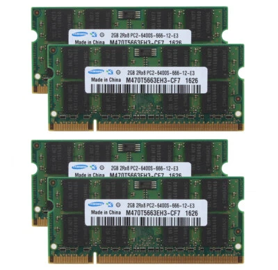 8GB Samsung 4X 2GB 2RX8 PC2-6400 DDR2 800Mhz 200pin SODIMM Laptop Memory RAM $GS - Image 1 of 4