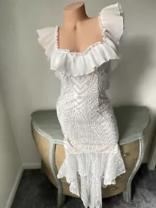 Saints Secrets Maxi Dress Mermaid Trumpet Gown Size Juniors M Ivory Nude - Picture 1 of 16