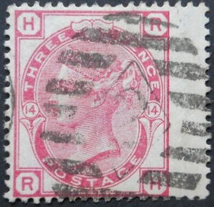 Great Britain 1879 QV Three Pence plate 14 SG 141 used - Imagen 1 de 1