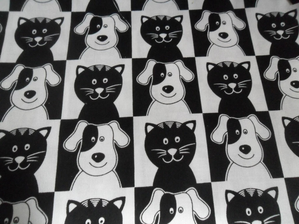 Tablero de ajedrez de tela de algodón sin lavar perros y gatos Foto 1 de 1