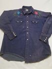 Vintage 60s/70s Dee Cee Western Pearl Snap Denim Shirt Custom Embroidered Size M