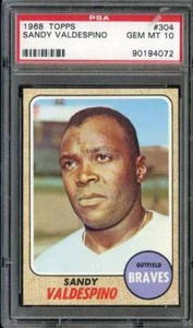 1968 TOPPS #304 SANDY VALDESPINO PSA 10 BRAVES - Foto 1 di 2
