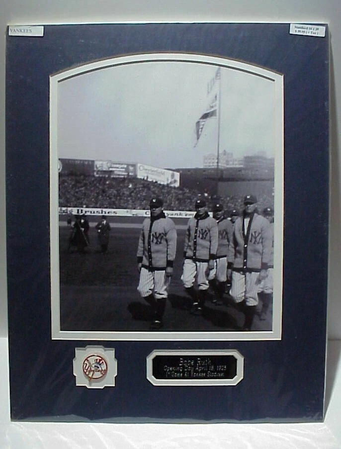 NYY Yankees Babe Ruth Opening Day 1923 Photo, Name Plate Team Pin Collage 16x20  - Image 1 of 1