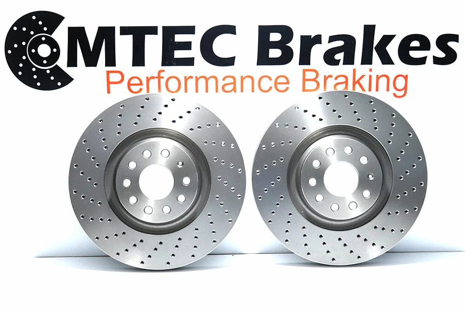 VW GOLF MK7 2.0 R AUDI S3 SEAT LEON CUPRA 5F1 FRONT BRAKE DISCS DRILLED 340mm - Image 1 of 3
