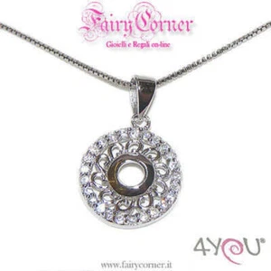 Collana donna argento ciondolo zirconi ROUND swirl - Picture 1 of 2