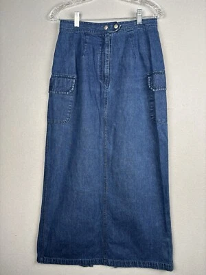Vintage Casual Corner Skirt Women’s 8 Blue Denim Cargo Long Cottagecore 3591 - Image 1 of 4