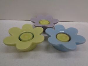 PartyLite's Lively Tealight Holder 3 Flower Candle Holders Retired Nib P8565