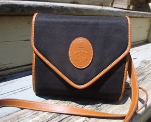MARK CROSS Fabric & Leather Crossbody Handbag Black Brown Small Vintage Purse - Picture 1 of 12