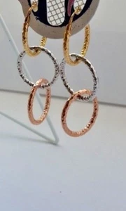 Pendientes criollos de aro de gota de oro rosa amarillo de 9 quilates 2,0 g *NUEVOS* Regalo Regalo Presente En Buen estado - Imagen 1 de 12