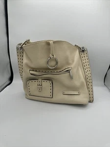 BCBG Max Azria Large Cream Colored Leather Shoulder Bag - Picture 1 of 11