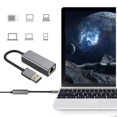 Cable Network LAN Ethernet Adapter PC RJ45 MAC10/100/1000 Gigabit USB 3.0 Hub - Image 1 of 4