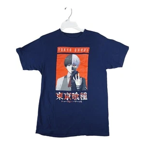 Short sleeve Tokyo Ghoul Anime Navy Blue Split Face Graphic T Shirt Size MEDIUM - Picture 1 of 5