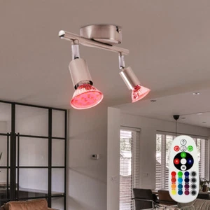 RGB LED Plafoniera Argento Lampada da Cucina Spegnibili Cambiacolore Regolatore - Foto 1 di 12