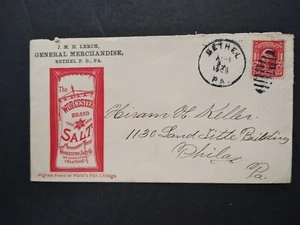 Pennsylvania: Bethel 1908 Lerch General Store Worcester Sal Publicidad Cubierta - Imagen 1 de 2