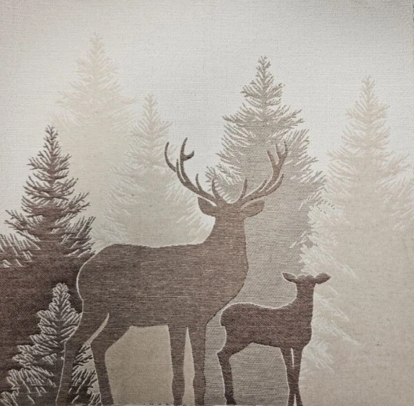 MARKENLOS Hirsch Panel 47x47cm Hirschstoff braun beige Gobelin mit Hirsch Landhausstoff