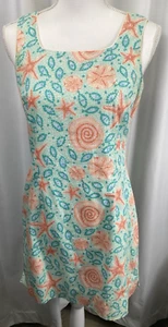 Vintage LILLY PULITZER White Label Dress Size 6P Mosaic Beach Sand Dollar - Picture 1 of 9