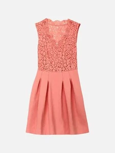 CLAUDIE PIERLOT Lace Bodice Pink Cotton Blend Size US6 Knee Length Dress - Picture 1 of 3