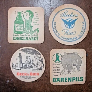 Lote aleatorio de 4 posavasos de cerveza/cerveza alemanes vintage #8 - Imagen 1 de 2