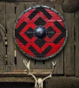 Wikinger Holzschild LARP Wikinger Mittelalter Kampfbereit Schild Handarbeit Geschenk - Bild 1 von 3
