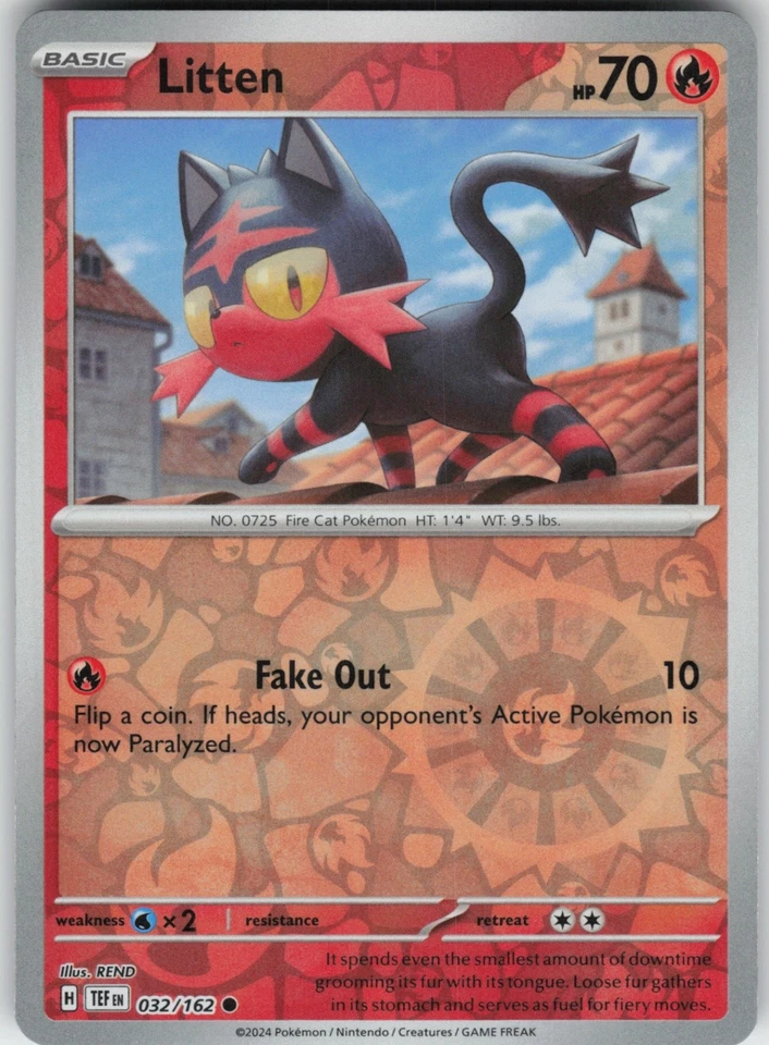 Reverse Holo Litten 032/162 Common SV05: Temporal Forces NM - Image 1 of 1